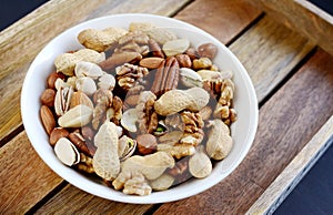 White bowl of nuts