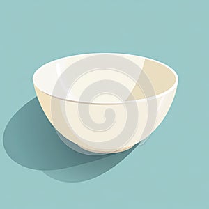 White bowl is sitting on a blue background