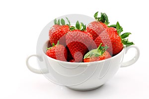 White bowl with strawberries