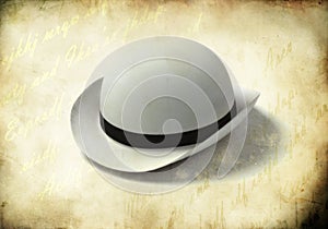 White bowler cap