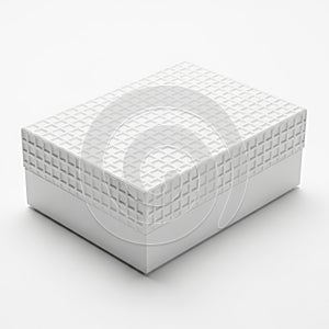 White box with grid pattern on top surface