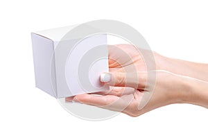 White box in hand