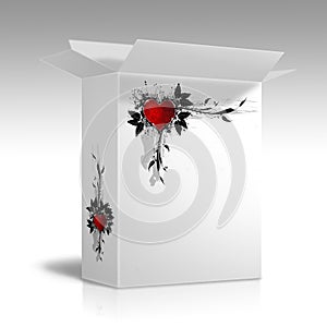 White box with a heart design photo