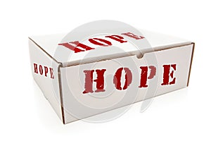White Box with Hope on Sides Isolated