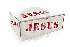 White Box with Jesus on Sides Isolated