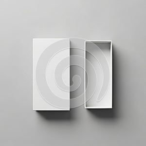 White box and lid placed on a light gray background, creating a