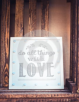 White box with LOVE words