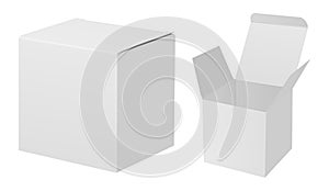 White box mockup. 3d rectangle carton package set