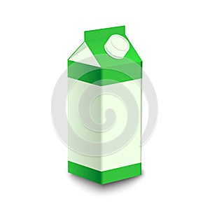 White box package template with green girdle for juice or milk.