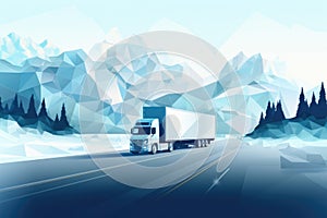 A White Box Truck Driving On A Highway With Mountains In The Background