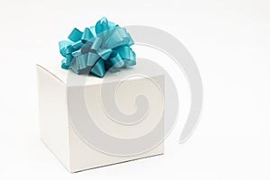 White Box with Turquoise Bow