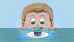 White Boy Looking at Cupcake