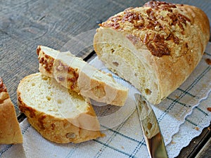 White bread with cheese crust