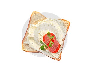 White bread with cheese spread