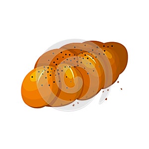 White bread, plait icon, vector illustration isolated on a white background.