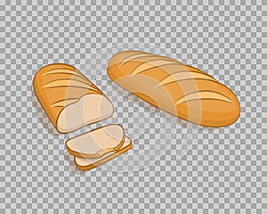 White bread , sliced on a transparent background