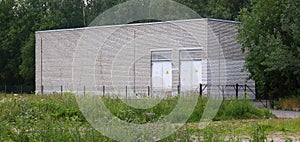 White brick building of transformer substation