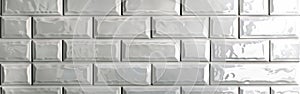 White Brick Subway Tile Wall Texture - Wide Background Banner Panorama Seamless Pattern