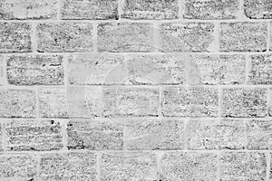 White brick wall background. Stone surface texture