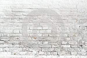 White brick wall for background or texture