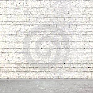 White brick wall and cement floor