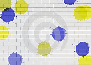 White brick wall pattern background with color brushing.