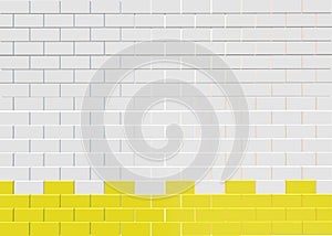 White brick wall pattern background.White brick wall pattern with yellow fortress