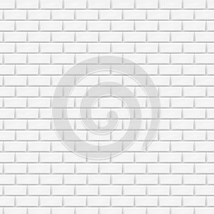 Biely tehla stena v metro dlaždice vzor. vektor ilustrácie 