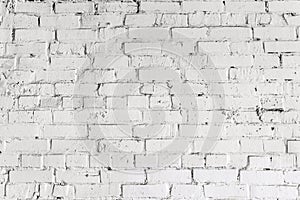 White brick wall texture. Aged wheathered background. Abstract white textured pattern