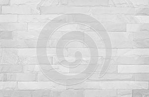 White brick wall texture background. Pattern white slate stone