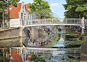 White bridge in Delft, Netherlands