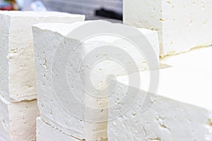 White brine cubes cheese