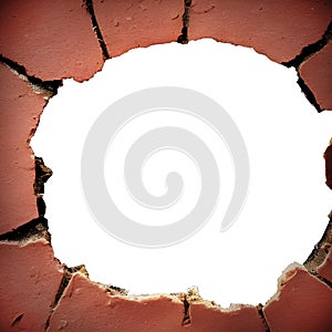 white broken hole in wall
