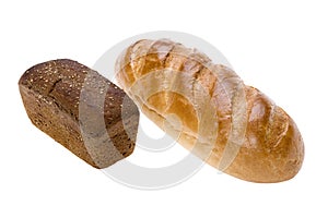 White and broun bread on white