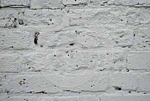 White brown brick wall, paint, cracks, background, old, texture