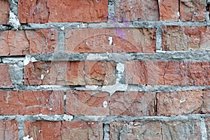 White brown brick wall, paint, cracks, background, old, texture