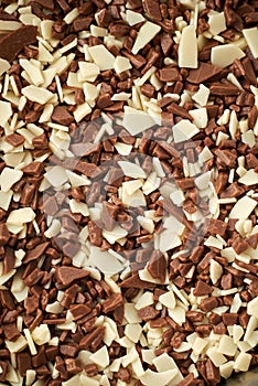 White brown and dark chocolate bar