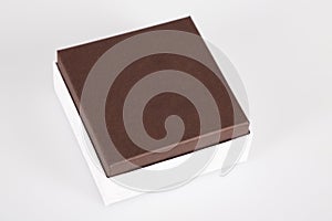 White brown Gift Box with cower in grey background
