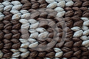 White and brown knitting wool texture background.