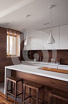 White and brown luxury kitchen