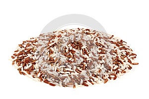 White and brown rice in a heap