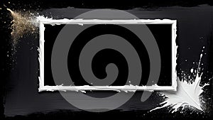 white brush stokes border frame on black backgro ai generated