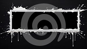 white brush stokes border frame on black backgro ai generated