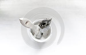 White Brush on white table.