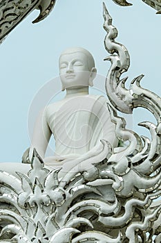 White Buddha image decorated in the temple
