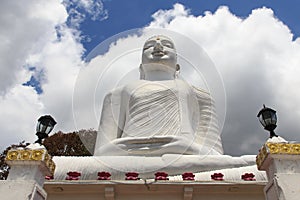 White Buddha statue in Bahirawakanda temple in Kandy Sri Lanka