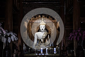 White Buddha Statue at Ban Den Temple