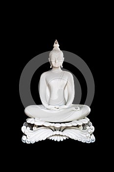 White Buddha statue on black background with Clipping Path. isolate