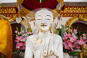 White Buddha Statue at Bodhgaya Stupa or Phuthakaya Pagoda at Sa