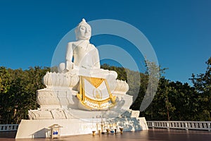 White Buddha Statue at Chedi Phra That Mae Yen in Pai, Mae Hong Son Province, Thailand